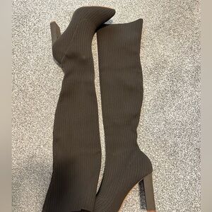 Dark gray heel boots